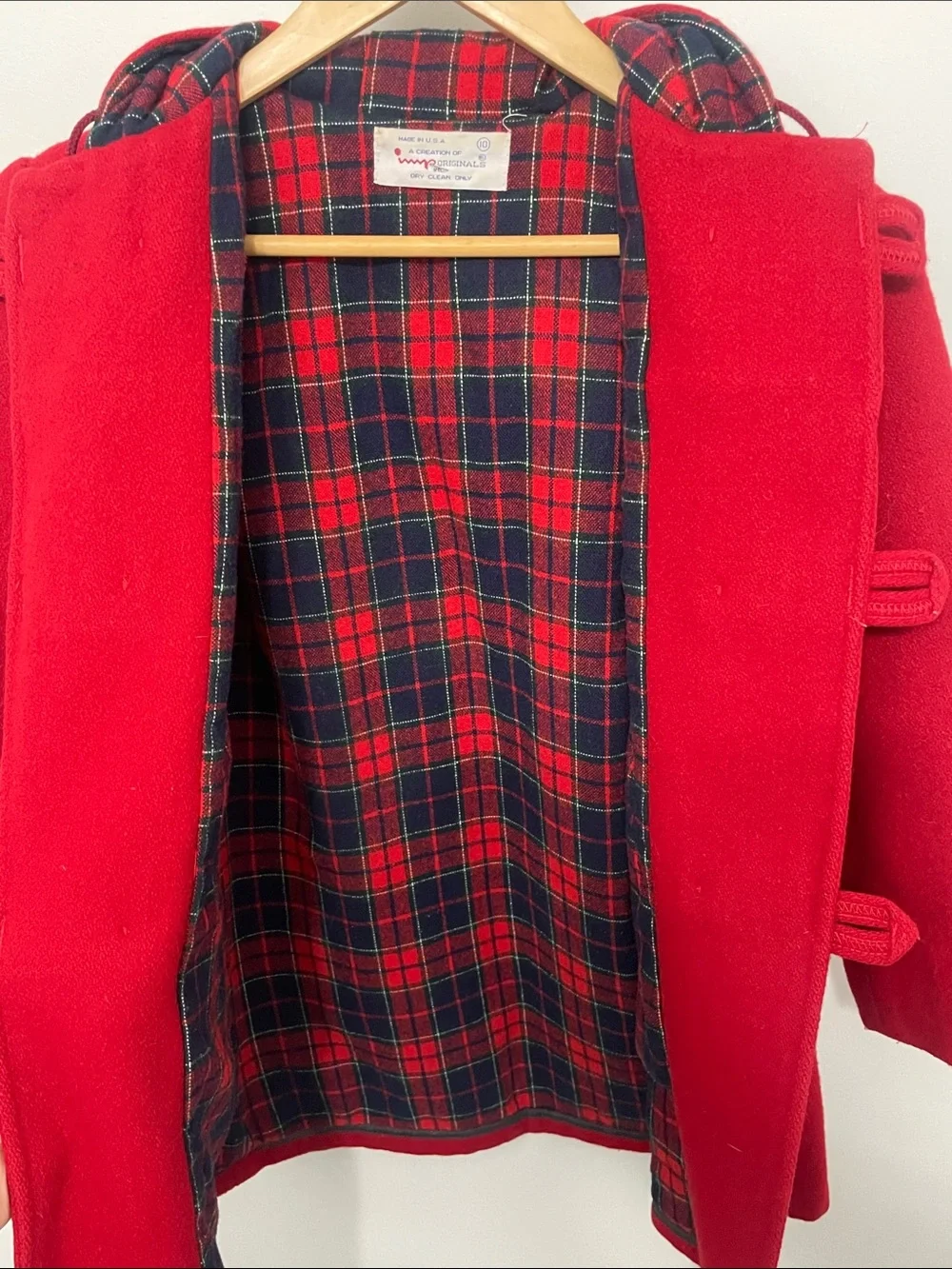 Rare Vintage 1960’s IMP Classic Red Hooded Toggle Pea Coat for Kids